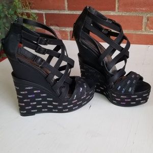 Michael Antonio high heels black and holographic